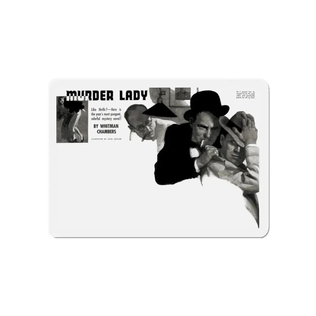 Murder Lady, Liberty magazine, May 7, 1938 (Magazine Illustration) Refrigerator Magnet - The Sticker Space