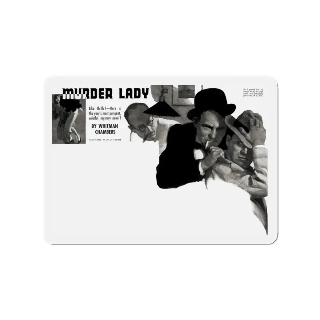 Murder Lady, Liberty magazine, May 7, 1938 (Magazine Illustration) Refrigerator Magnet - The Sticker Space