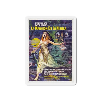 MURDER MANSION (MANIAC MANSION) 1972 Movie Poster - Refrigerator Magnet 4 Inch Die-Cut - The Sticker Space