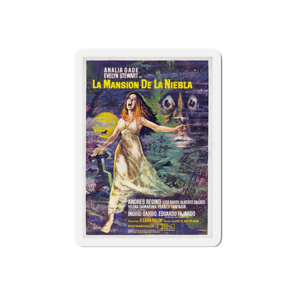 MURDER MANSION (MANIAC MANSION) 1972 Movie Poster - Refrigerator Magnet-6" × 6"-The Sticker Space