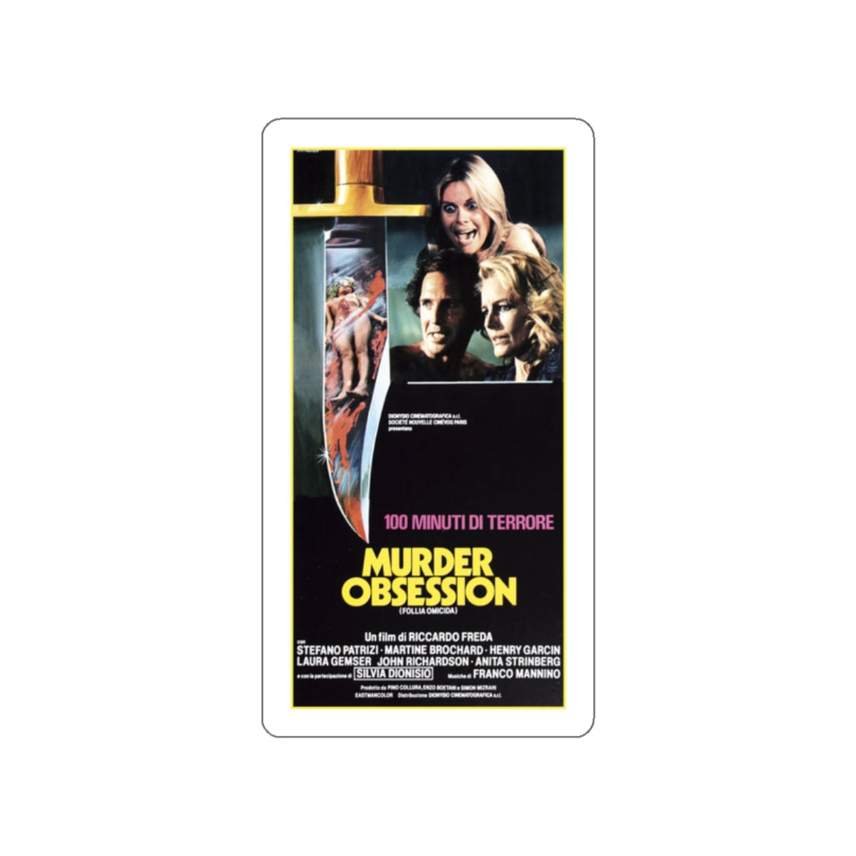 MURDER OBSESSION 1981 Movie Poster STICKER Vinyl Die-Cut Decal-2 Inch-The Sticker Space