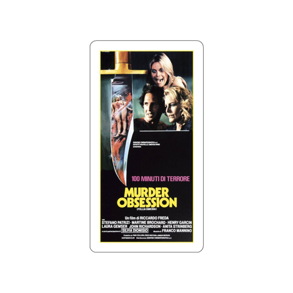 MURDER OBSESSION 1981 Movie Poster STICKER Vinyl Die-Cut Decal-4 Inch-The Sticker Space