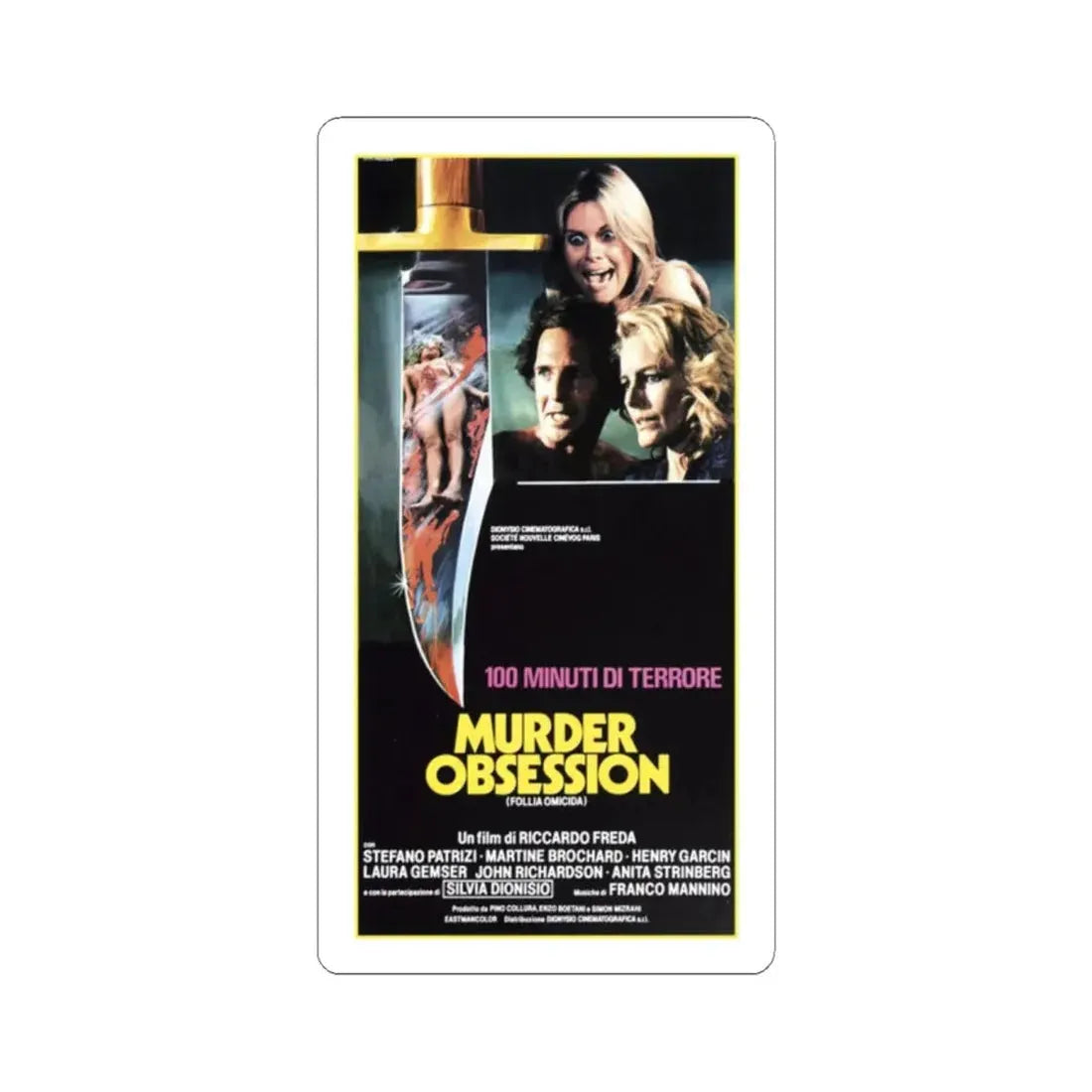 MURDER OBSESSION 1981 Movie Poster - STICKER Vinyl Kiss-Cut Decal 2 Inch White - The Sticker Space