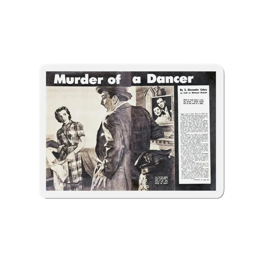 Murder of a Dancer, Man Junior, July 1955 (Magazine Illustration) Refrigerator Magnet 5 Inch - The Sticker Space
