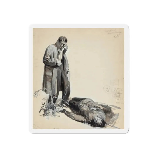 Murder of Gripps Corners, probable pulp illustration, 1934 (Magazine Illustration) Refrigerator Magnet 6 Inch - The Sticker Space