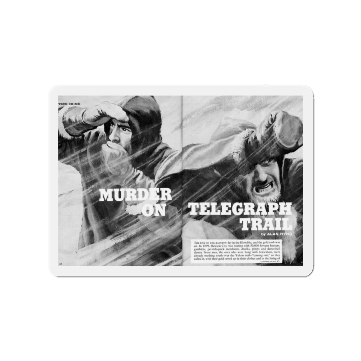 Murder On Telegraph Trail, Fury magazine, July 1963 (Magazine Illustration) Refrigerator Magnet-2" x 2"-The Sticker Space