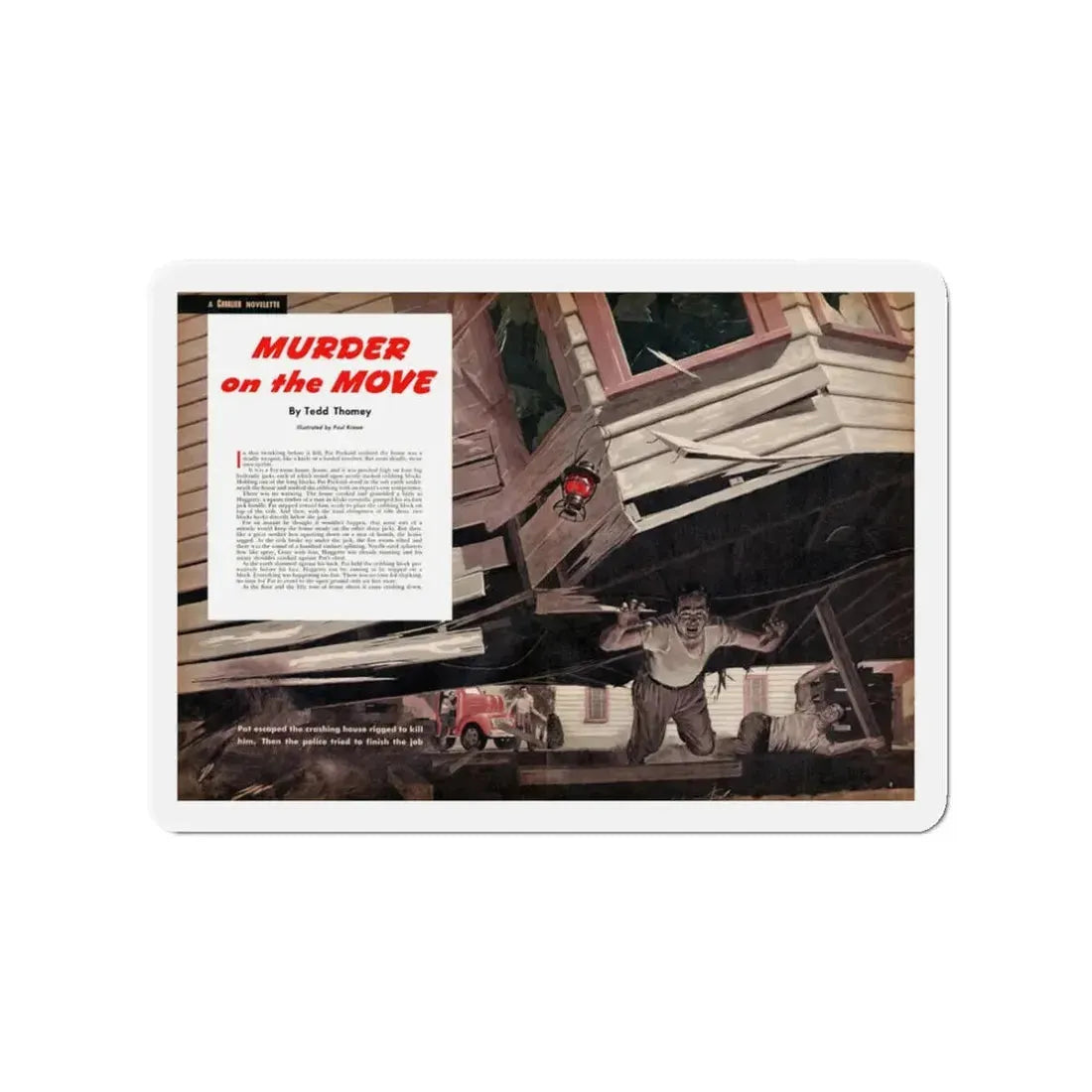 Murder on the Move, Cavalier magazine, March 1953 (Magazine Illustration) Refrigerator Magnet - The Sticker Space