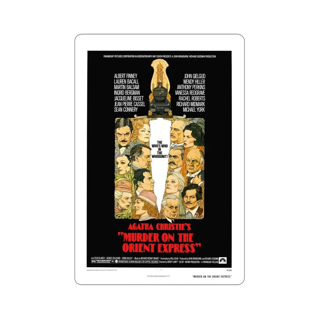 Murder on the Orient Express 1974 Movie Poster STICKER Vinyl Die-Cut Decal - The Sticker Space