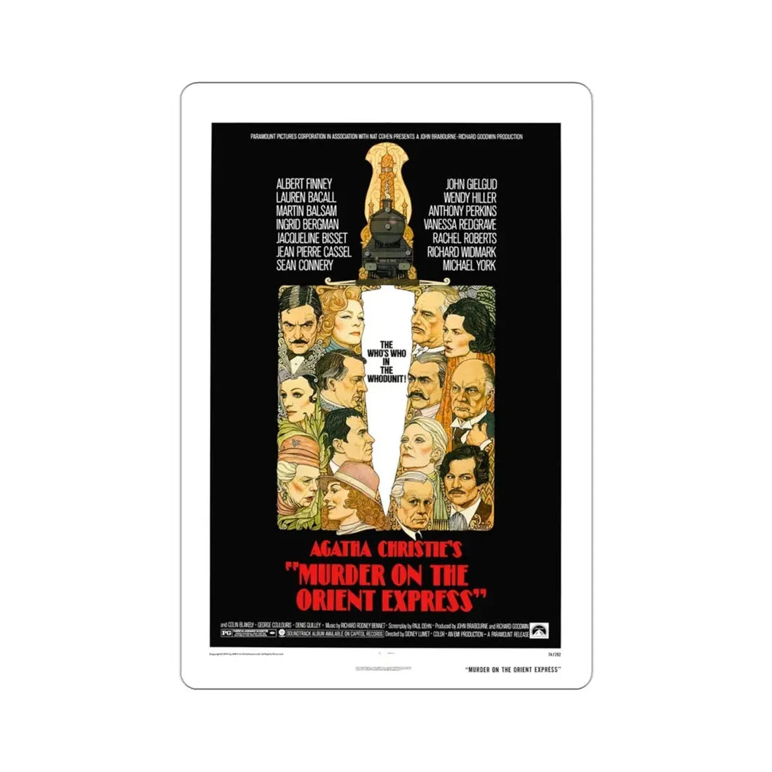 Murder on the Orient Express 1974 Movie Poster STICKER Vinyl Die-Cut Decal - The Sticker Space