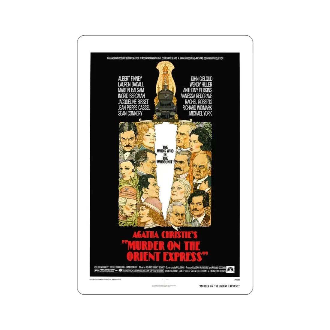 Murder on the Orient Express 1974 Movie Poster STICKER Vinyl Die-Cut Decal - The Sticker Space
