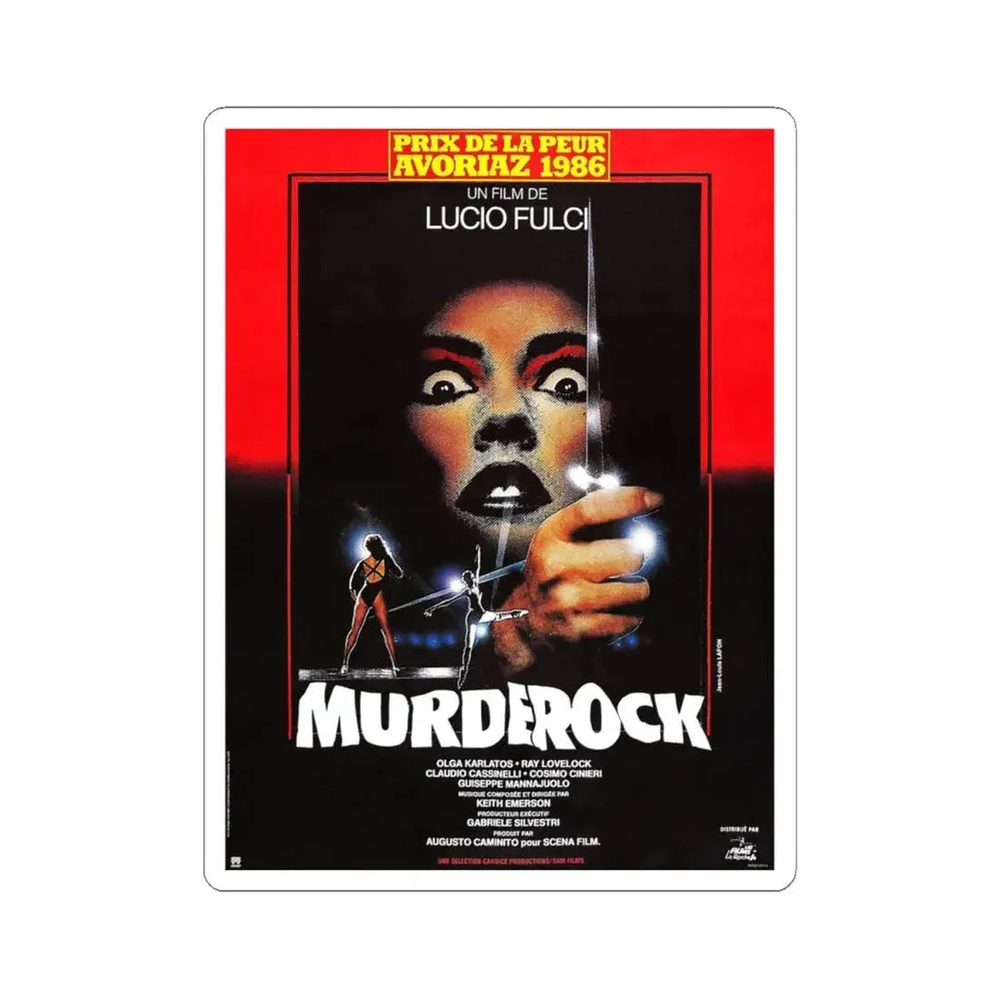 MURDER ROCK (FRENCH) 1984 Movie Poster - STICKER Vinyl Kiss-Cut Decal 4 Inch White - The Sticker Space