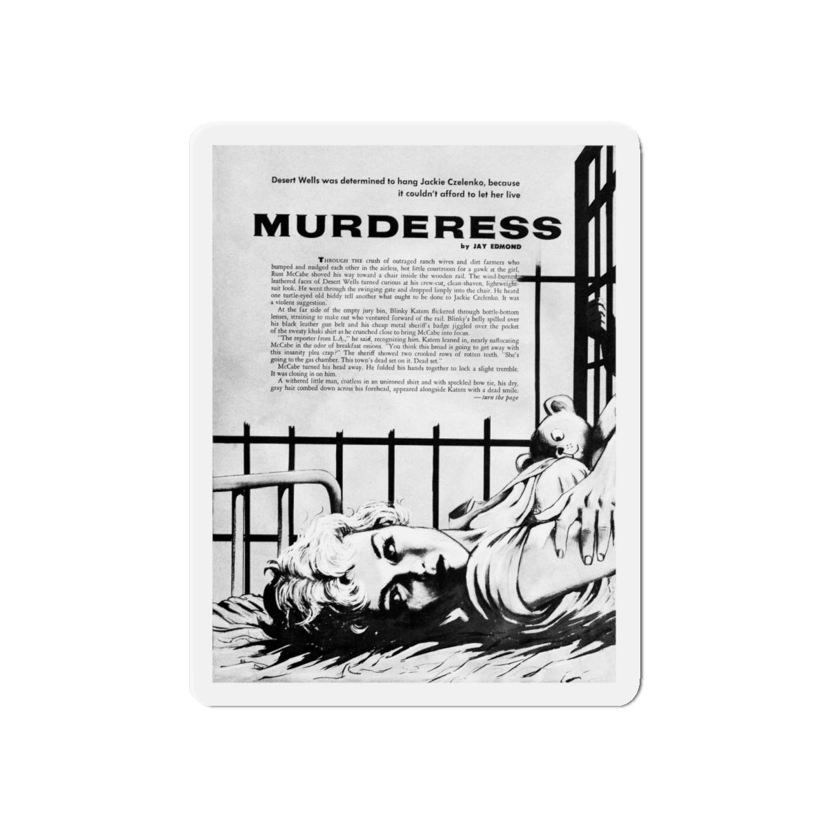 Murderess, Adam magazine, June 1959 (Magazine Illustration) Refrigerator Magnet-5" x 5"-The Sticker Space