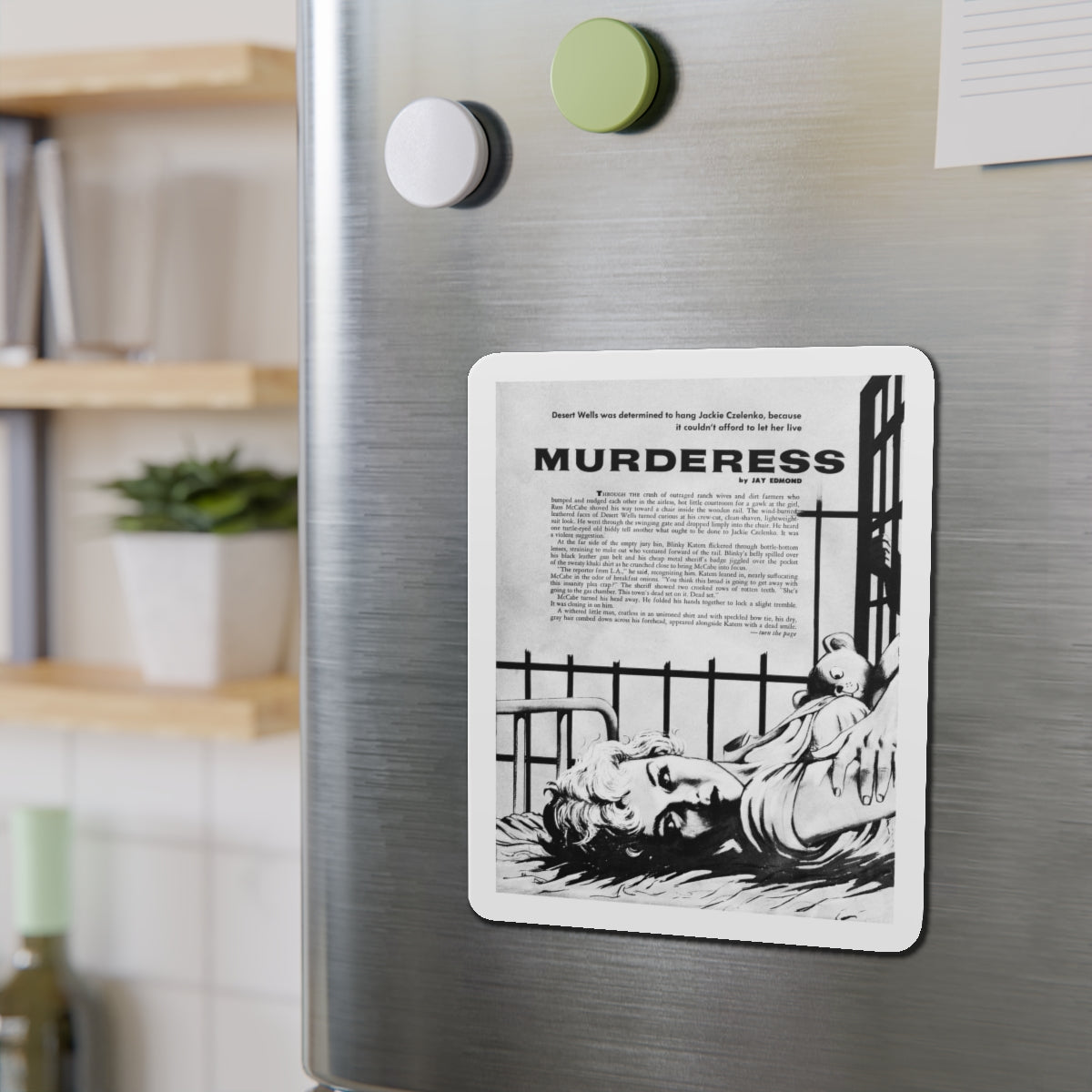 Murderess, Adam magazine, June 1959 (Magazine Illustration) Refrigerator Magnet-The Sticker Space