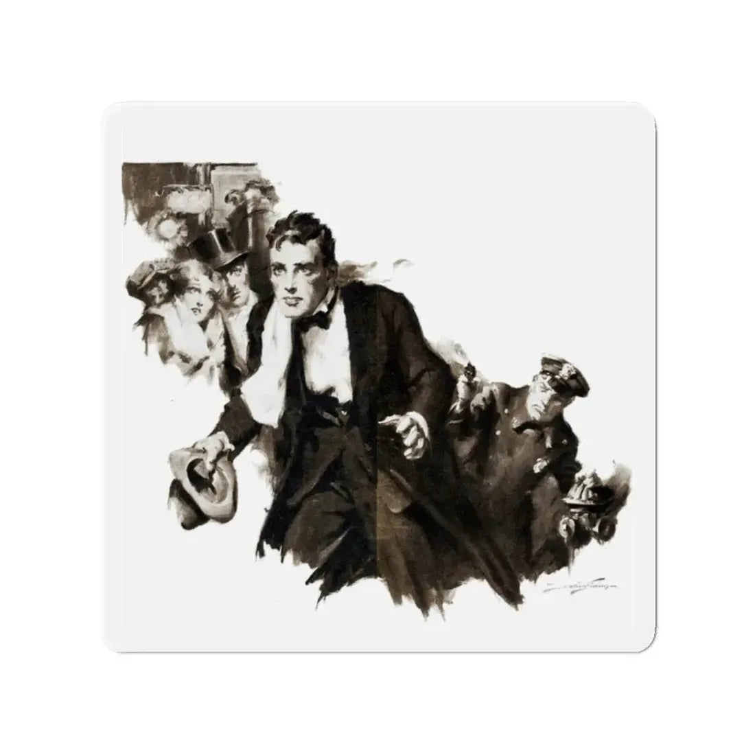 Murders on the Roof (2), Liberty magazine, March 2, 1929 (Magazine Illustration) Refrigerator Magnet 2 Inch - The Sticker Space