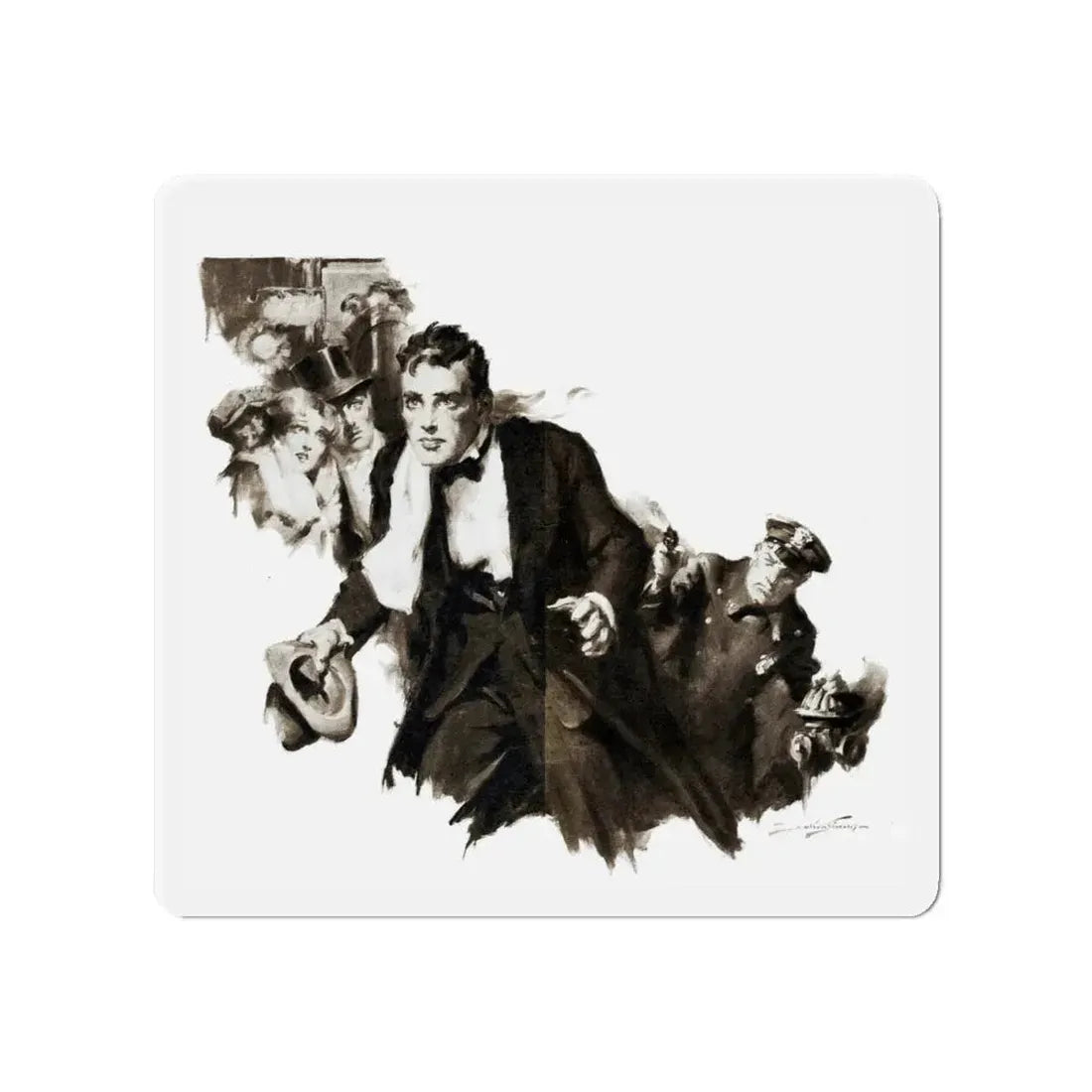 Murders on the Roof (2), Liberty magazine, March 2, 1929 (Magazine Illustration) Refrigerator Magnet 4 Inch - The Sticker Space