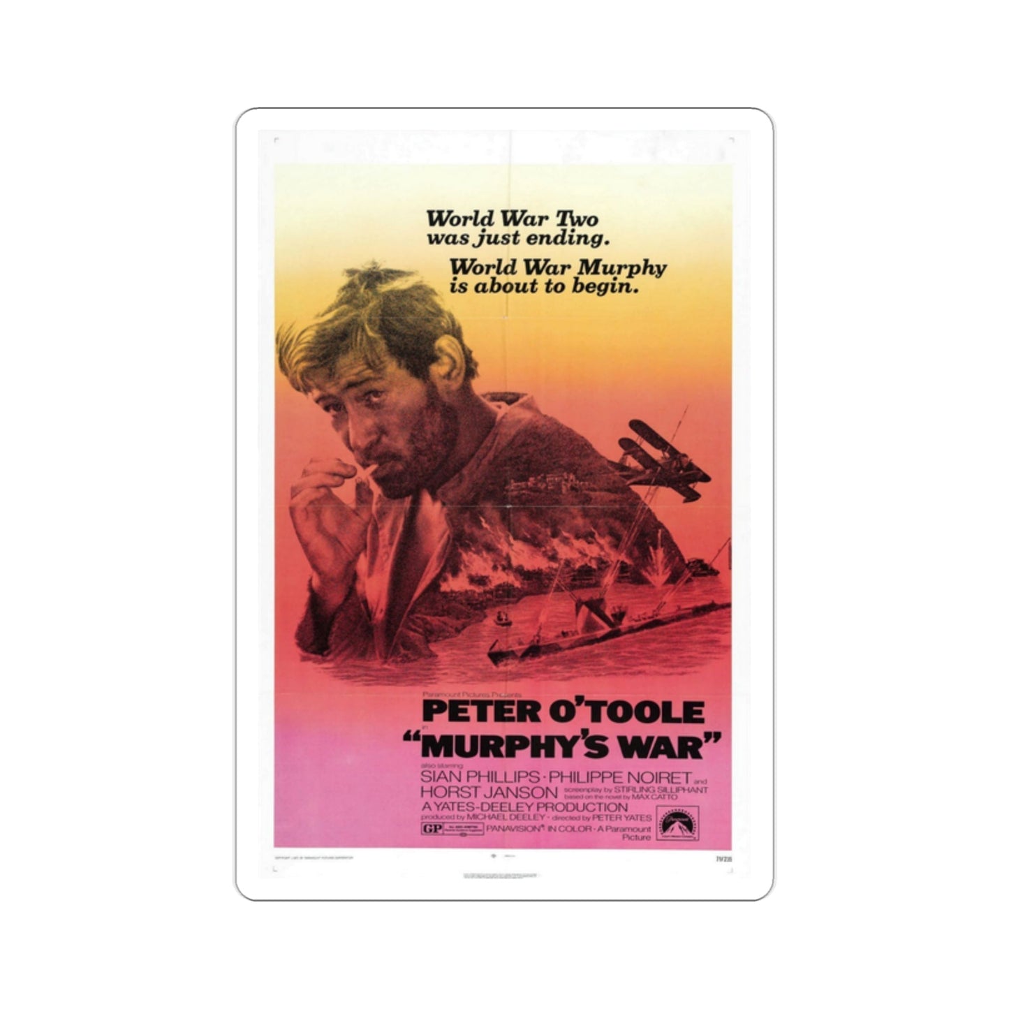 Murphy's War 1971 Movie Poster STICKER Vinyl Die-Cut Decal-2 Inch-The Sticker Space