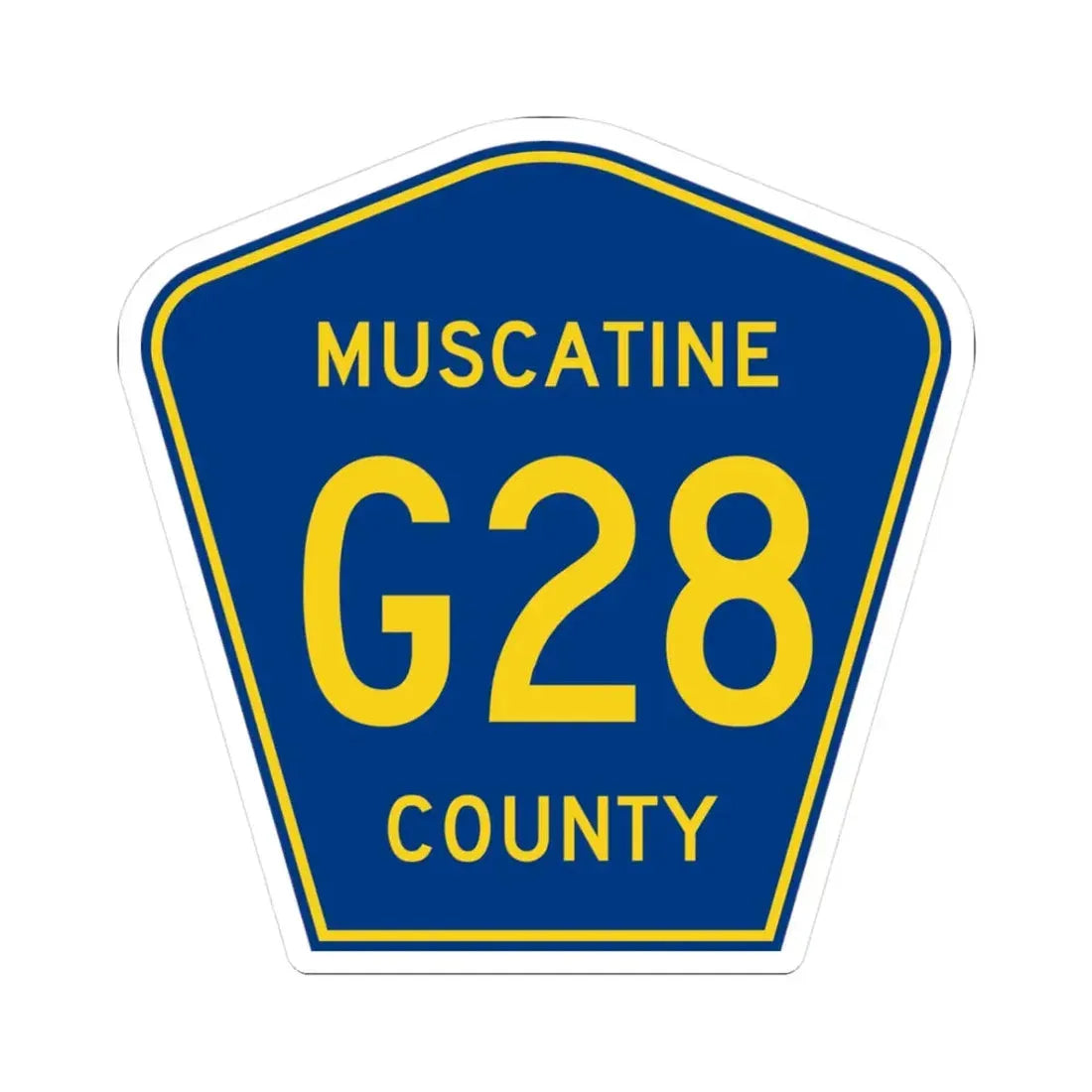 Muscatine County Route G28 IA (Iowa) (Road Sign) STICKER Vinyl Kiss-Cut Decal 3 Inch White - The Sticker Space
