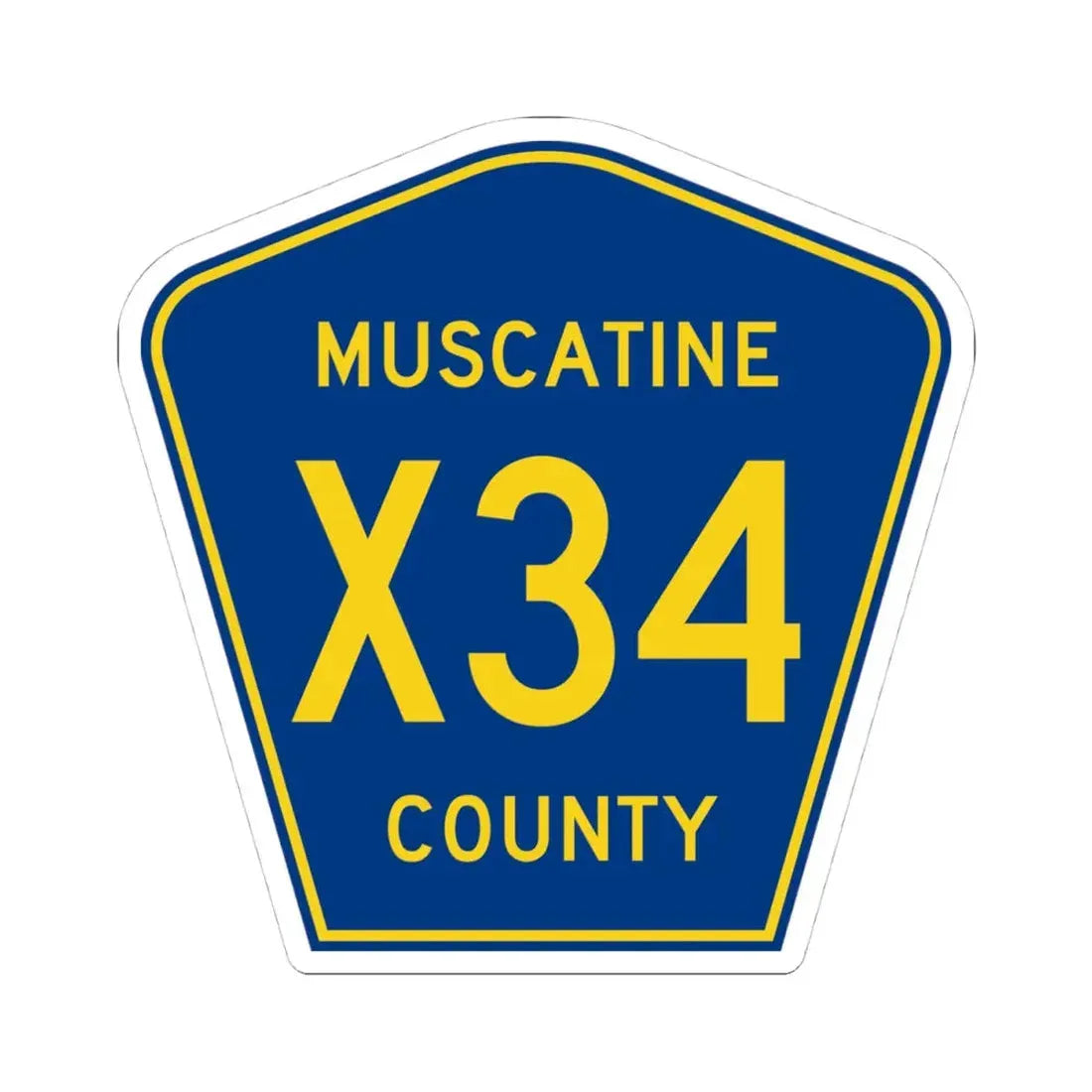 Muscatine County Route X34 IA (Iowa) (Road Sign) STICKER Vinyl Kiss-Cut Decal 4 Inch White - The Sticker Space