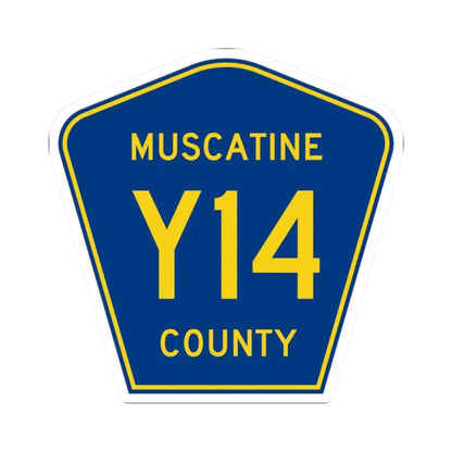 Muscatine County Route Y14 IA (Iowa) (Road Sign) STICKER Vinyl Kiss-Cut Decal 2 Inch White - The Sticker Space