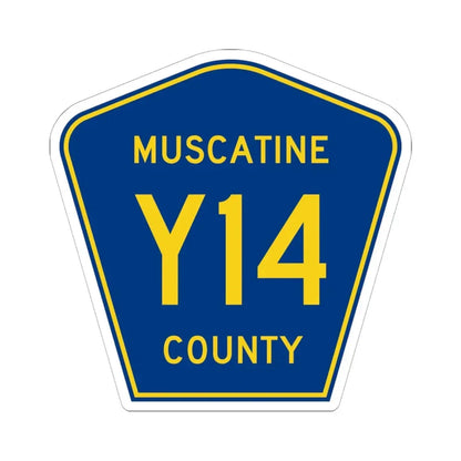 Muscatine County Route Y14 IA (Iowa) (Road Sign) STICKER Vinyl Kiss-Cut Decal 6 Inch White - The Sticker Space