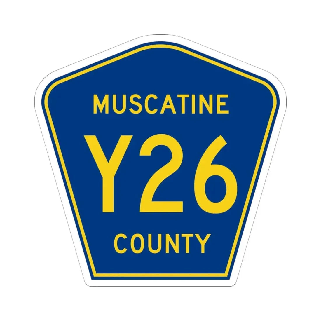 Muscatine County Route Y26 IA (Iowa) (Road Sign) STICKER Vinyl Kiss-Cut Decal 6 Inch White - The Sticker Space