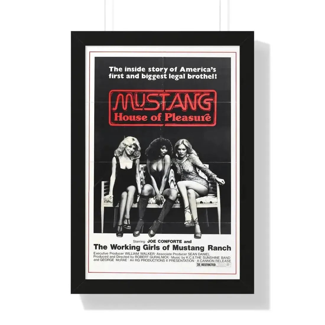 MUSTANG HOUSE OF PLEASURE 1977 - Framed Movie Poster 16″ x 24″ Black - The Sticker Space