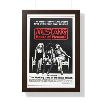 MUSTANG HOUSE OF PLEASURE 1977 - Framed Movie Poster 16″ x 24″ Walnut - The Sticker Space