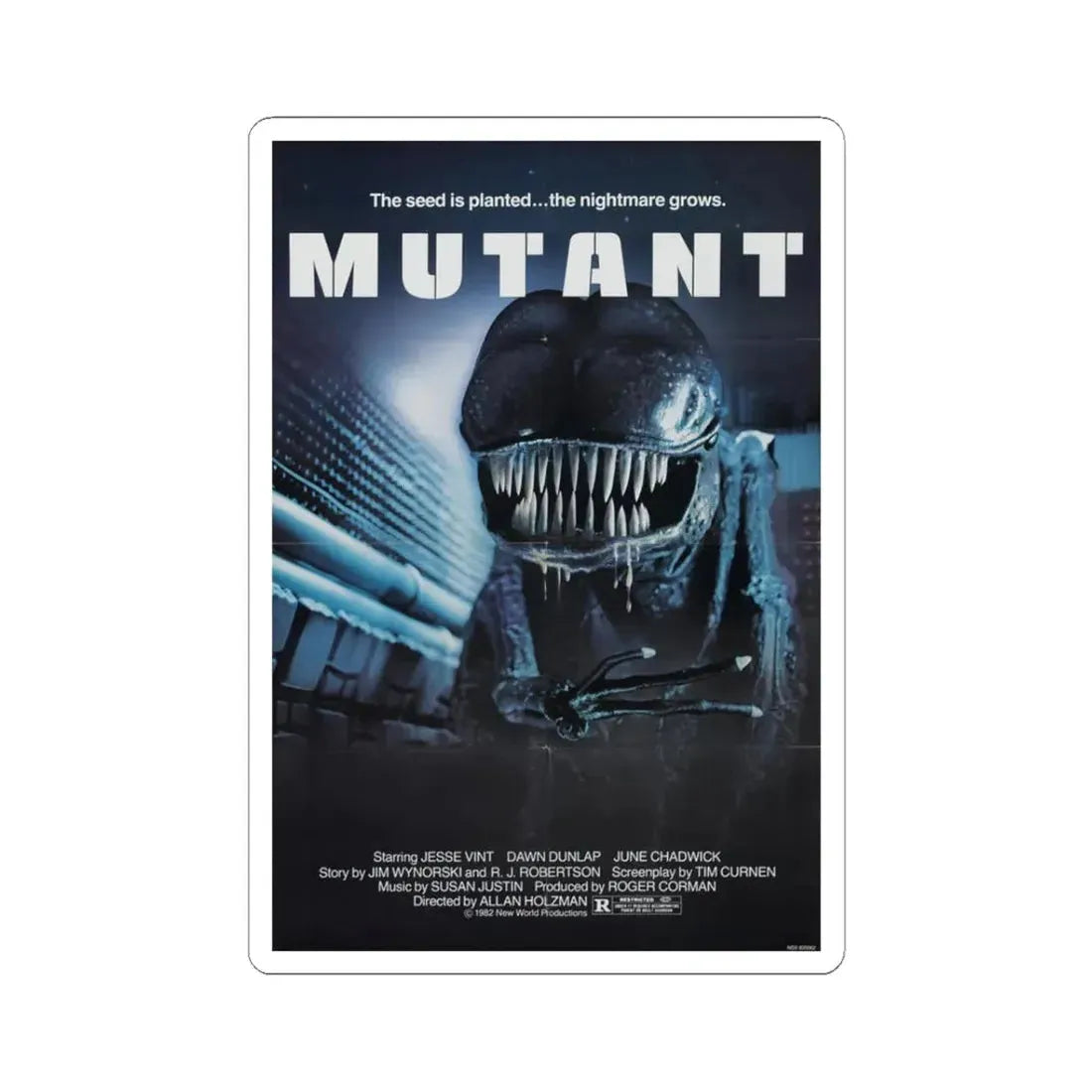 MUTANT (FORBIDDEN WORLD) 1982 Movie Poster - STICKER Vinyl Kiss-Cut Decal 3 Inch White - The Sticker Space