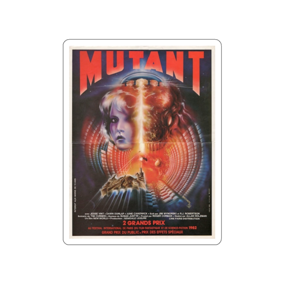 MUTANT (FORBIDDEN WORLD) FRENCH 1982 Movie Poster STICKER Vinyl Die-Cut Decal-2 Inch-The Sticker Space