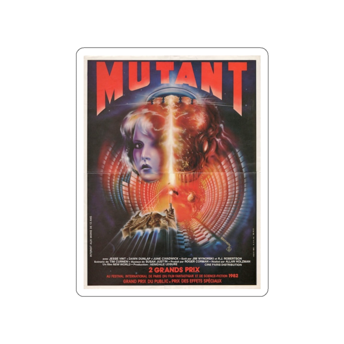 MUTANT (FORBIDDEN WORLD) FRENCH 1982 Movie Poster STICKER Vinyl Die-Cut Decal-3 Inch-The Sticker Space