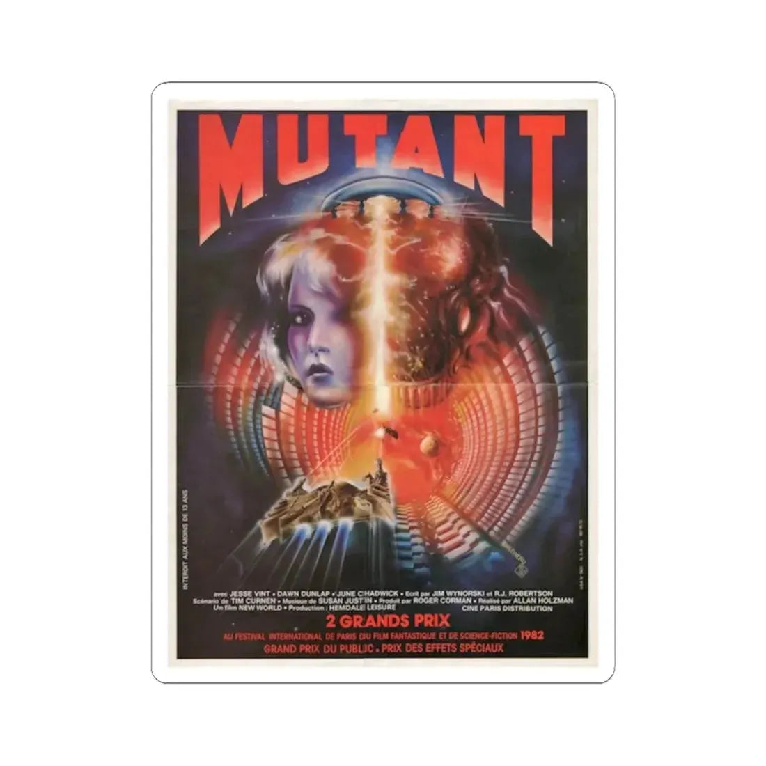 MUTANT (FORBIDDEN WORLD) FRENCH 1982 Movie Poster - STICKER Vinyl Kiss-Cut Decal 6 Inch White - The Sticker Space