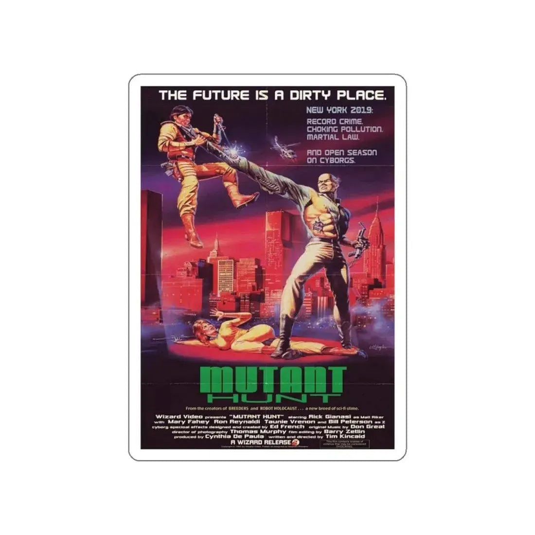MUTANT HUNT 1987 Movie Poster STICKER Vinyl Die-Cut Decal 6 Inch - The Sticker Space
