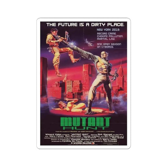 MUTANT HUNT 1987 Movie Poster - STICKER Vinyl Kiss-Cut Decal 2 Inch White - The Sticker Space