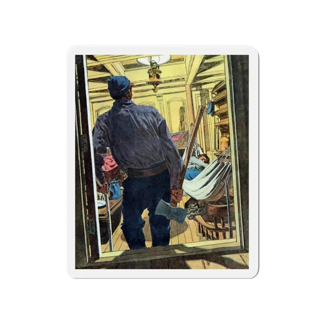 Mutiny In Paradise, This Week Magazine, May 5, 1957 (Magazine Illustration) Refrigerator Magnet 4 Inch - The Sticker Space