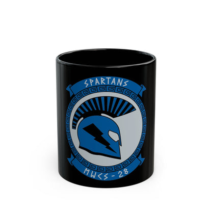 MWCS 28 Spartans (USMC) Black Coffee Mug-11oz-The Sticker Space