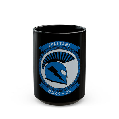 MWCS 28 Spartans (USMC) Black Coffee Mug-15oz-The Sticker Space