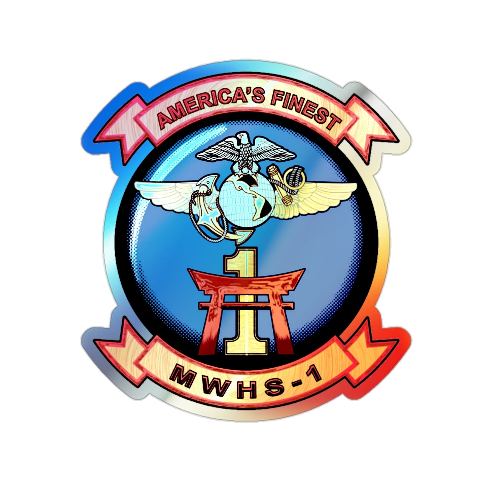 MWHS 1 (USMC) Holographic STICKER Die-Cut Vinyl Decal-2 Inch-The Sticker Space