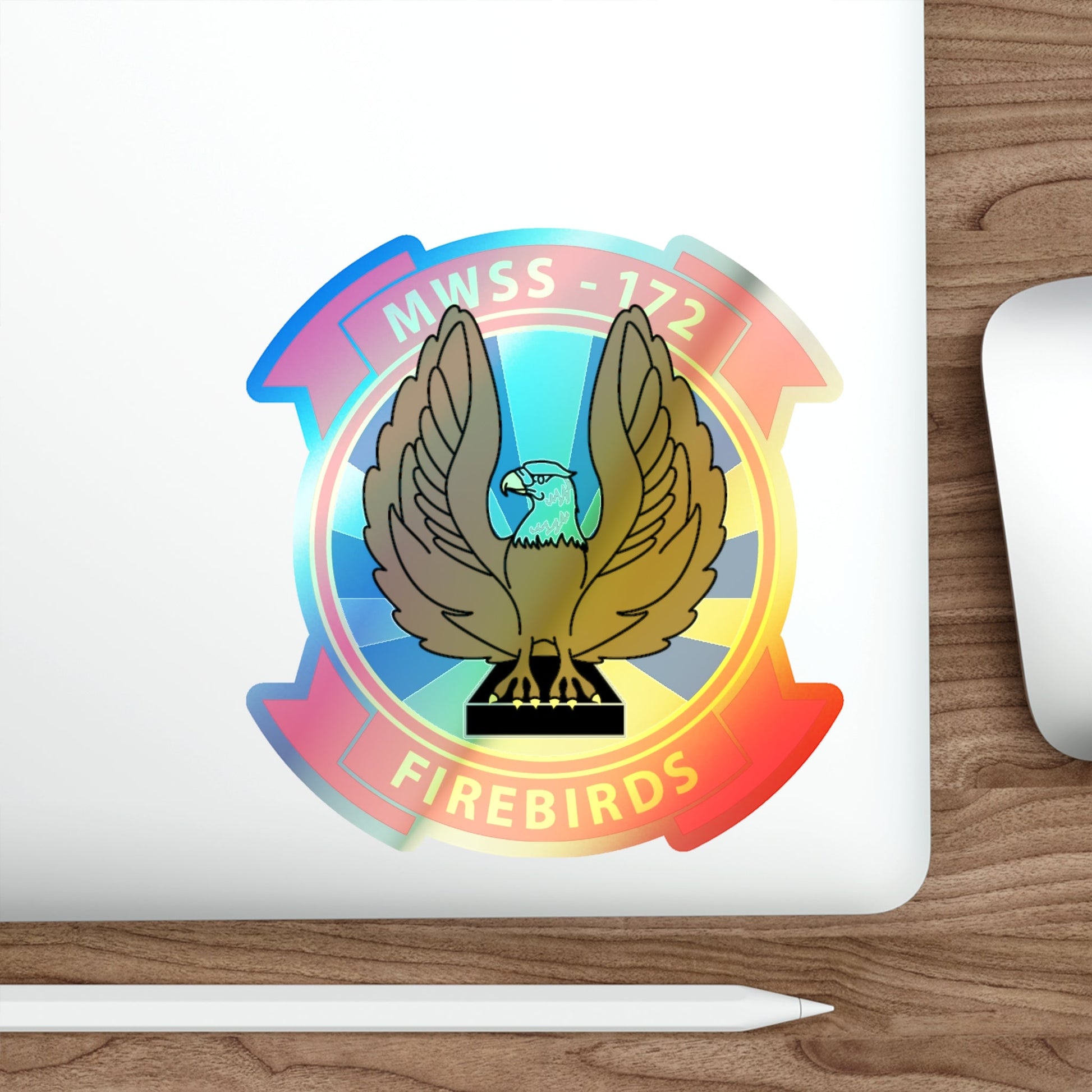 MWSS 172 Firebirds (USMC) Holographic STICKER Die-Cut Vinyl Decal-The Sticker Space