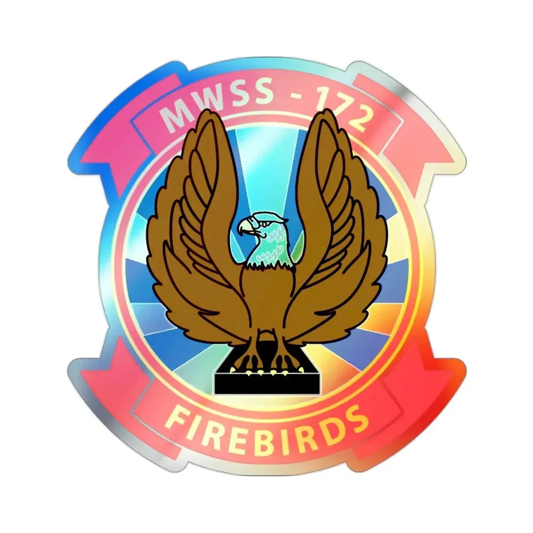 MWSS 172 Firebirds (USMC) Holographic STICKER Die-Cut Vinyl Decal 2 Inch Holographic - The Sticker Space