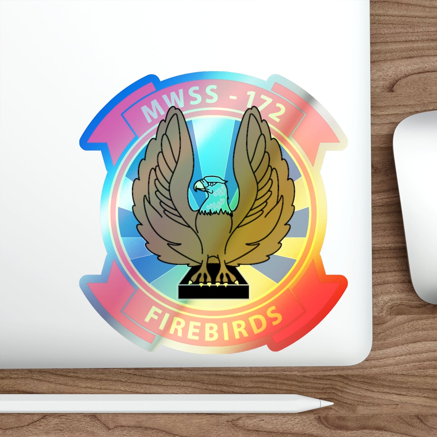 MWSS 172 Firebirds (USMC) Holographic STICKER Die-Cut Vinyl Decal-The Sticker Space