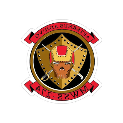 MWSS 274 Marine Wing Support Sq 274 (USMC) REVERSE PRINT Transparent Die-Cut STICKER 6 Inch Die-Cut Transparent - The Sticker Space