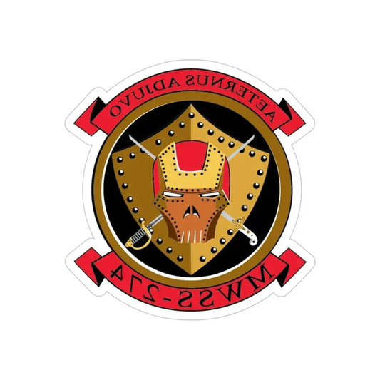 MWSS 274 Marine Wing Support Sq 274 (USMC) REVERSE PRINT Transparent Die-Cut STICKER 6 Inch Die-Cut Transparent - The Sticker Space