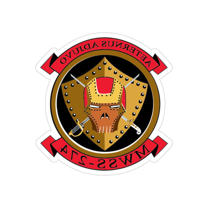 MWSS 274 Marine Wing Support Sq 274 (USMC) REVERSE PRINT Transparent STICKER-4" × 4"-The Sticker Space