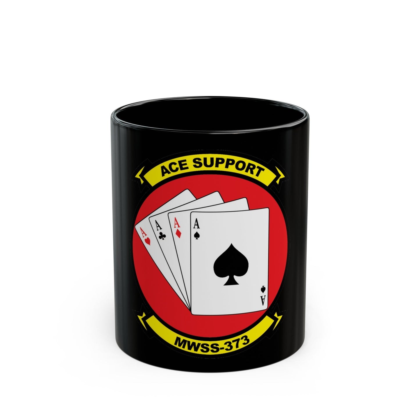 MWSS 373 Ace Support (USMC) Black Coffee Mug-11oz-The Sticker Space