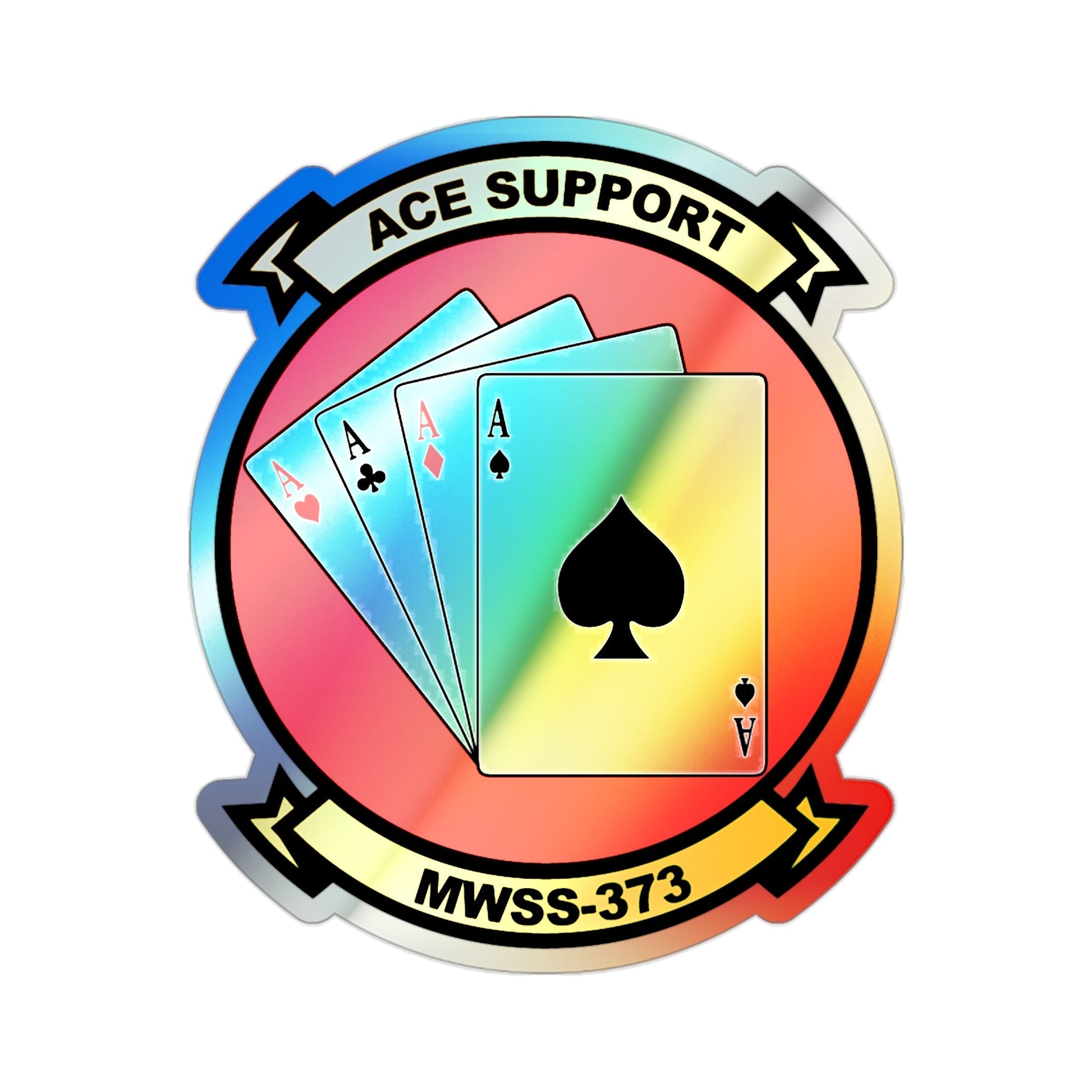 MWSS 373 Ace Support (USMC) Holographic STICKER Die-Cut Vinyl Decal-2 Inch-The Sticker Space