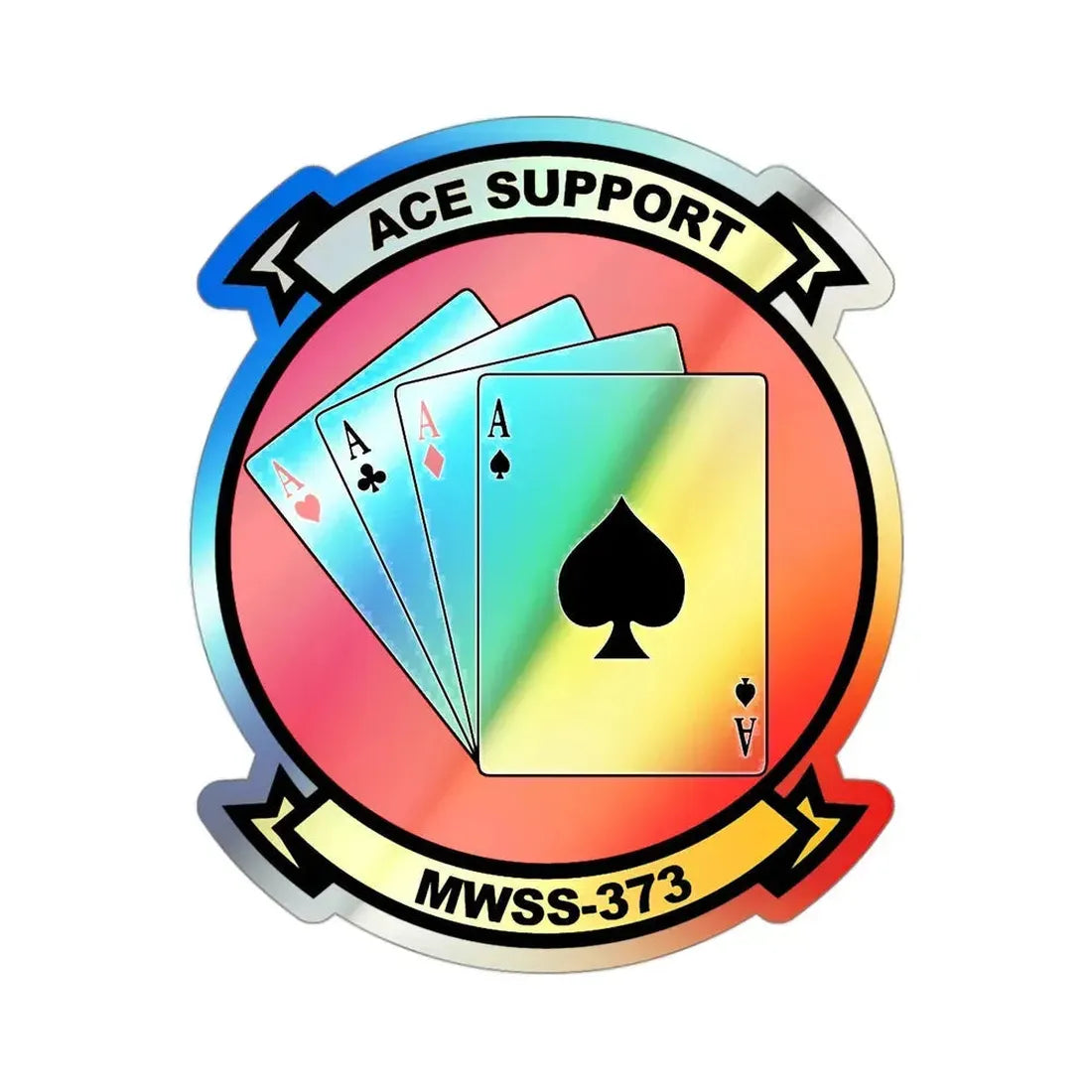 MWSS 373 Ace Support (USMC) Holographic STICKER Die-Cut Vinyl Decal 3 Inch Holographic - The Sticker Space