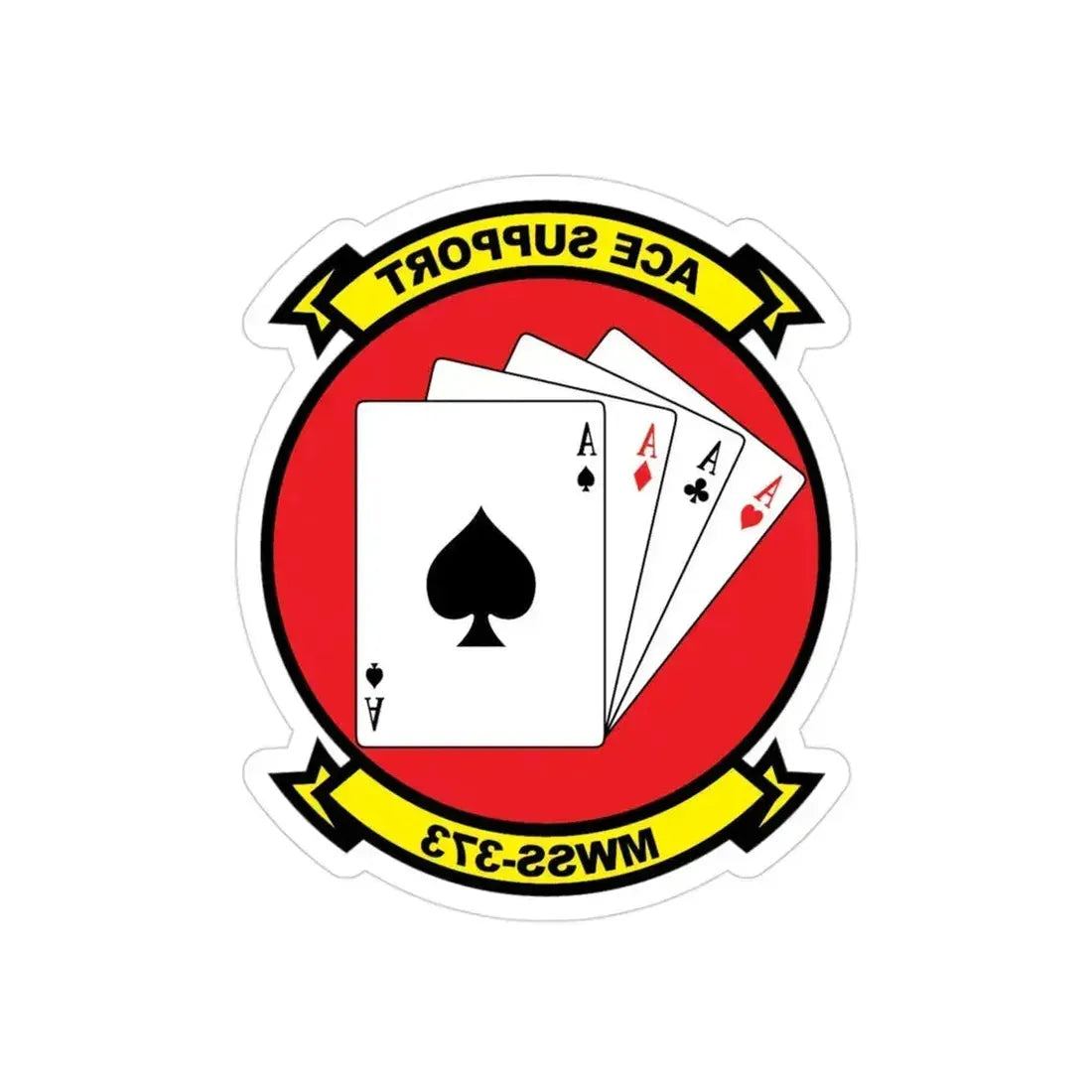 MWSS 373 Ace Support (USMC) REVERSE PRINT Transparent Die-Cut STICKER 3 Inch Die-Cut Transparent - The Sticker Space