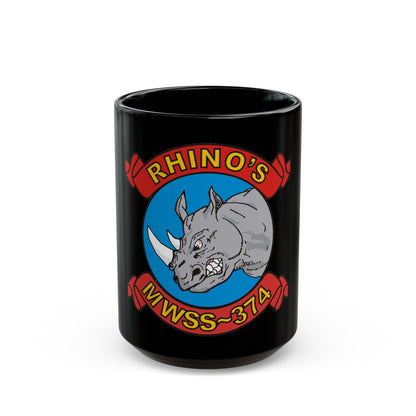 MWSS 374 Rhinos (USMC) Black Coffee Mug-15oz-The Sticker Space