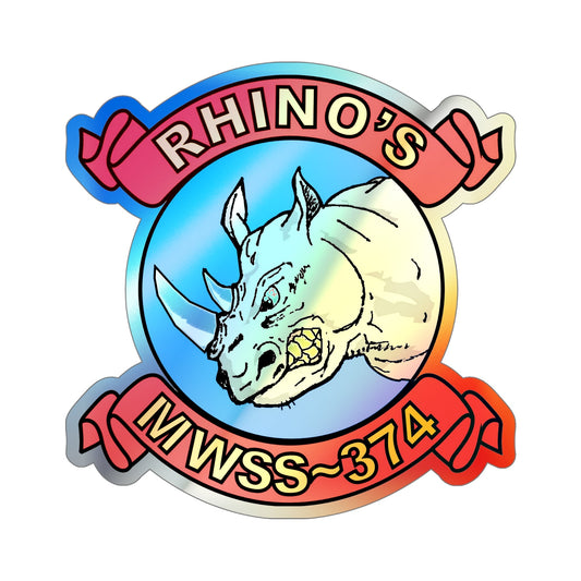 MWSS 374 Rhinos (USMC) Holographic STICKER Die-Cut Vinyl Decal-6 Inch-The Sticker Space