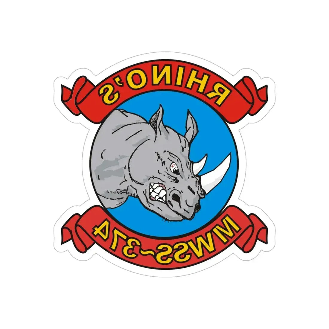 MWSS 374 Rhinos (USMC) REVERSE PRINT Transparent Die-Cut STICKER - The Sticker Space